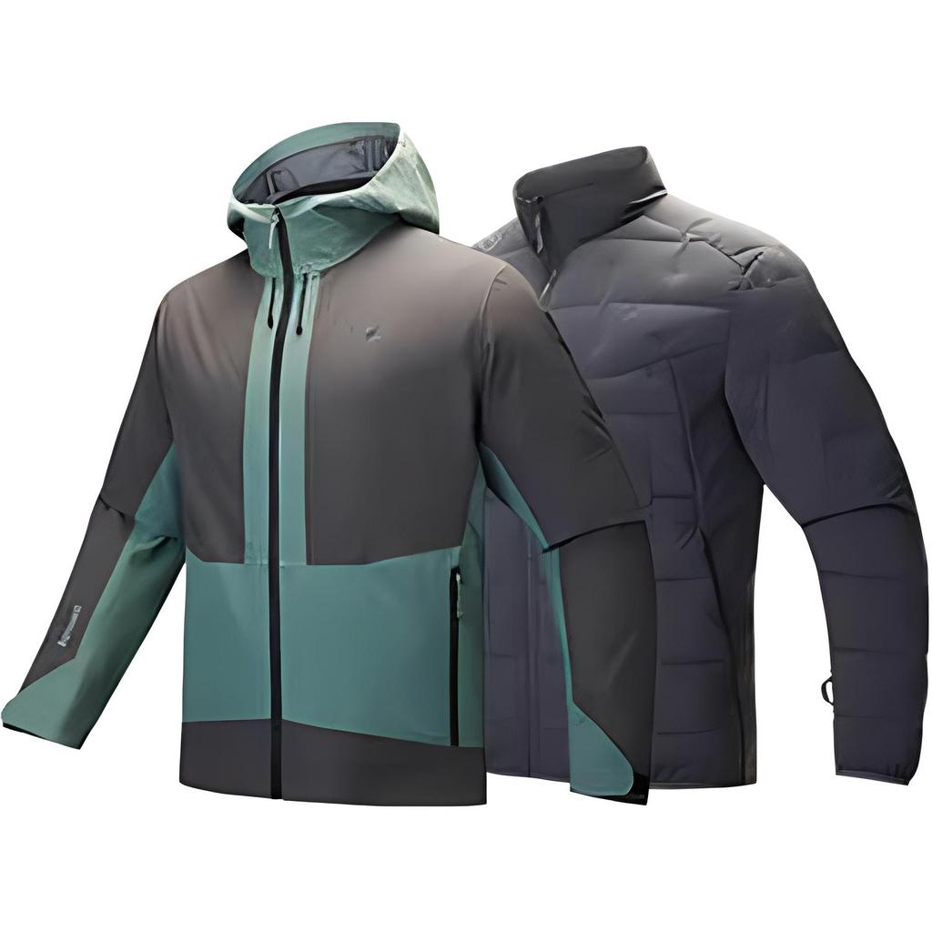 Anta X China National Geography Outdoor Series Color Block Hooded Zipper Detachable Liner Two-Piece Set Warm Jacket Men Jacket 152446607-2