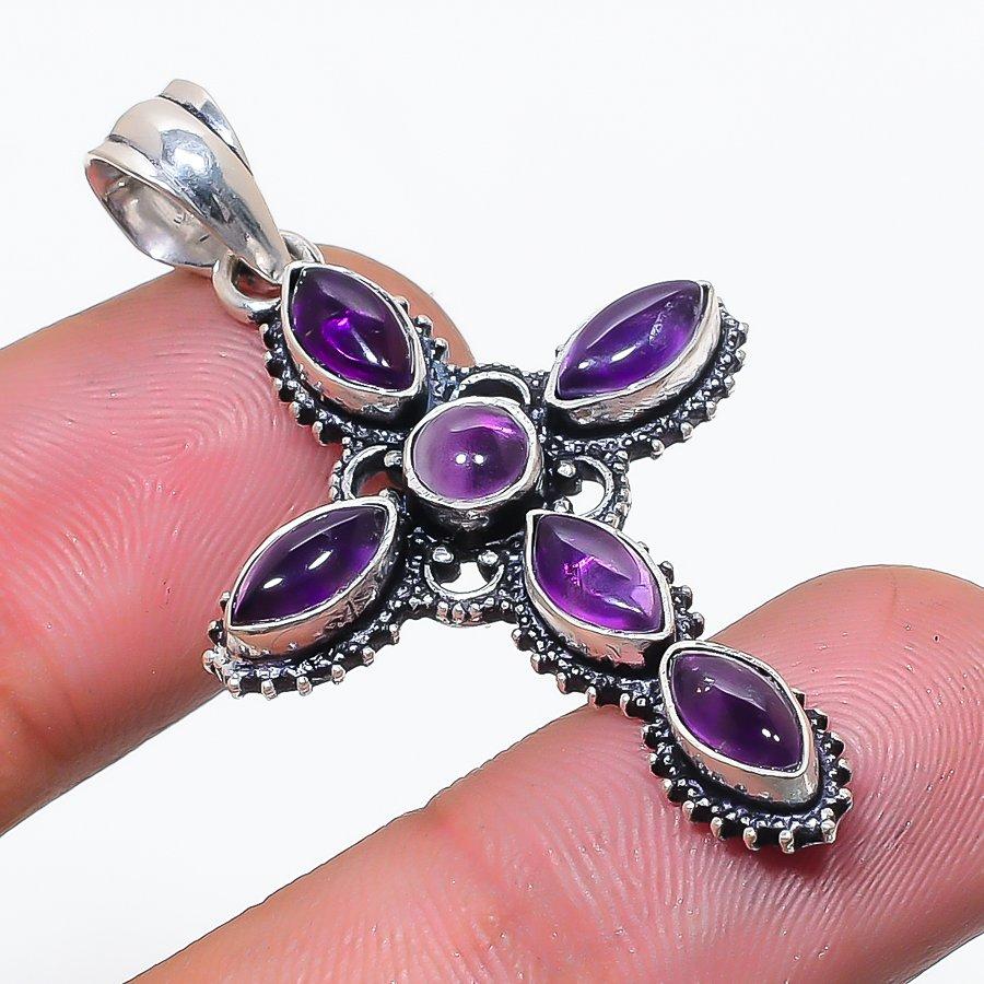 Натуральный аметист цвета шалфея, драгоценный камень, подвеска из стерлингового серебра 925 пробы, 1,85 дюйма, AP-14346