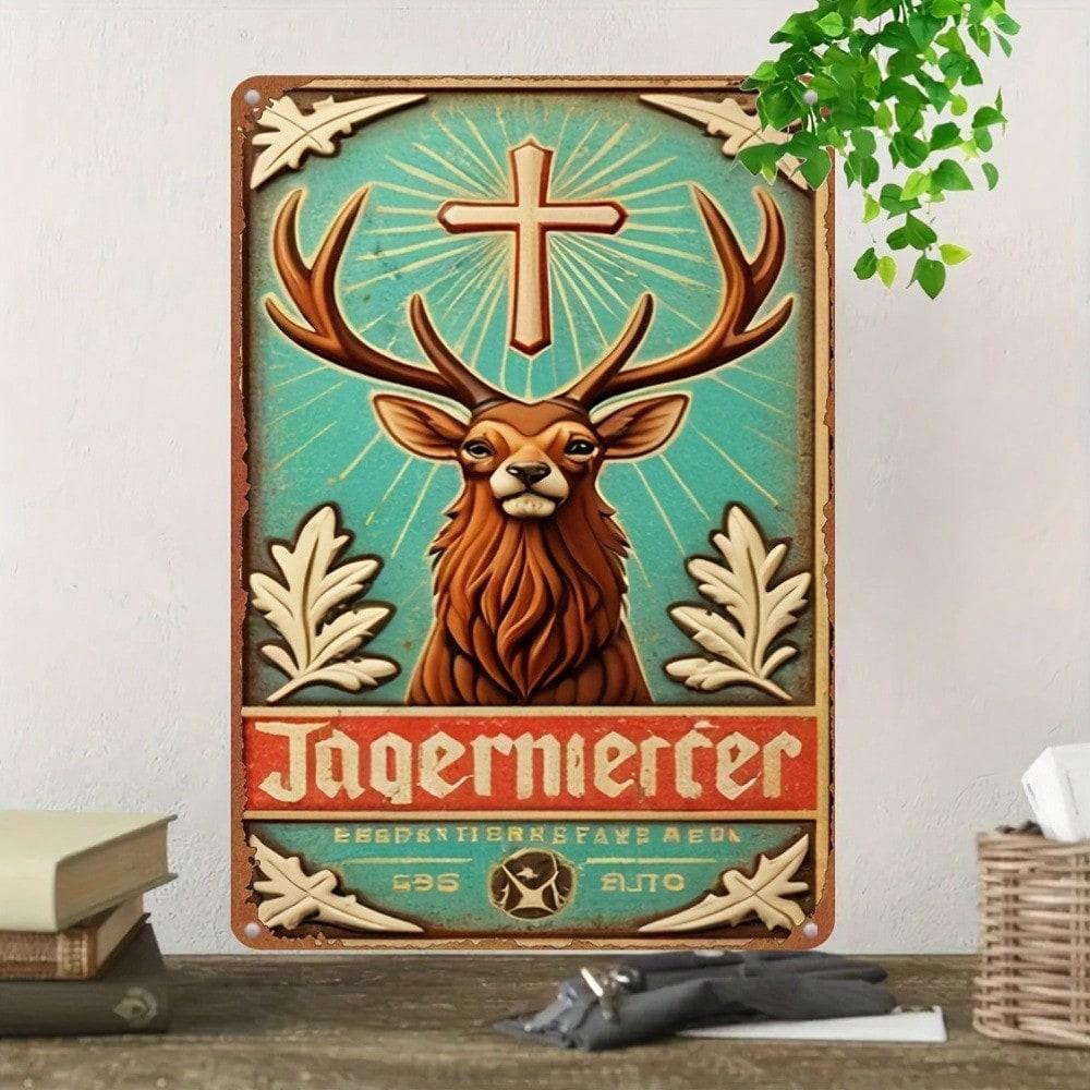 Vintage Jagermeister Metal Tin Sign Retro Aluminum Wall Art Home Bar Decor
