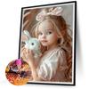 5D DIY Full Round Drill Diamond Painting Bunny and Girl Kit Home Decor 30x40cm