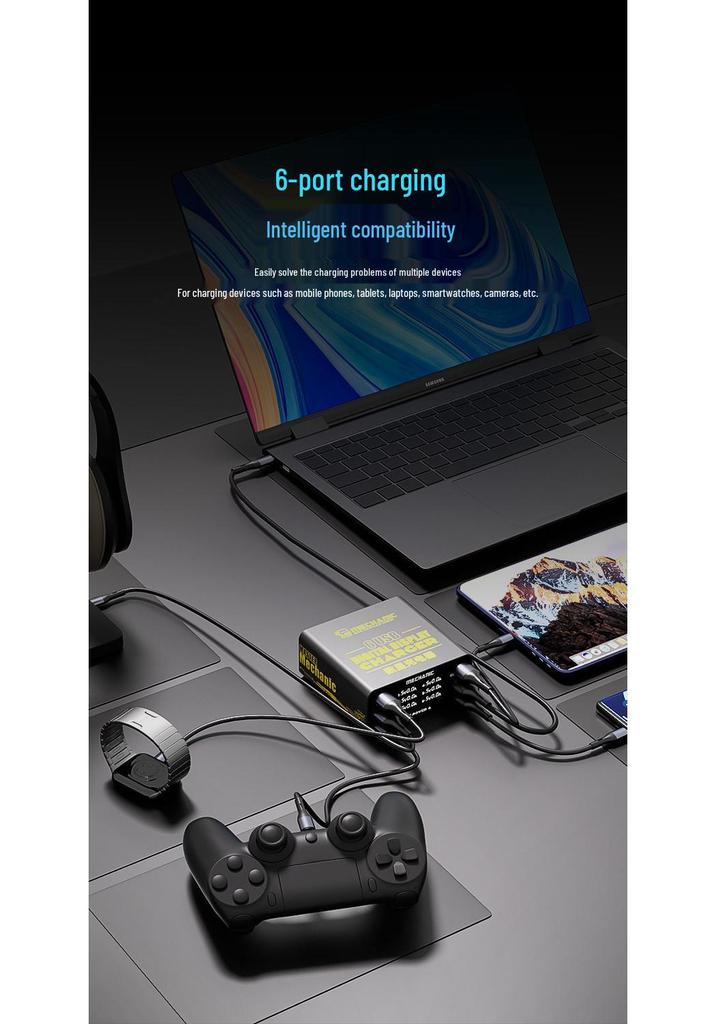Smart Multi-Port Fast Charger with Digital Display & Overload Protection, Supports PD