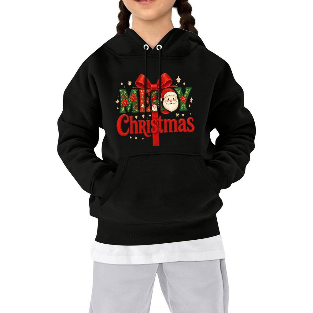 Sweatshirts For Teen Girls Hoodies Long Sleeve Drawstring Pullover Cute Printed Oversized Hoodie Christmas