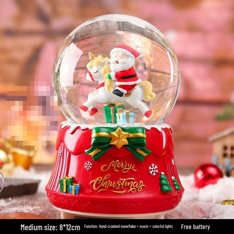Light-Up Rotating Santa Crystal Music Box - Perfect Christmas Gift for Kids & Couples