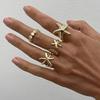 4Pcs/set Starfish Shell Hot Sale Open Rings for Women Men Gold Color Irregular Textured Adjustable Rings Set Jewelry Gifts