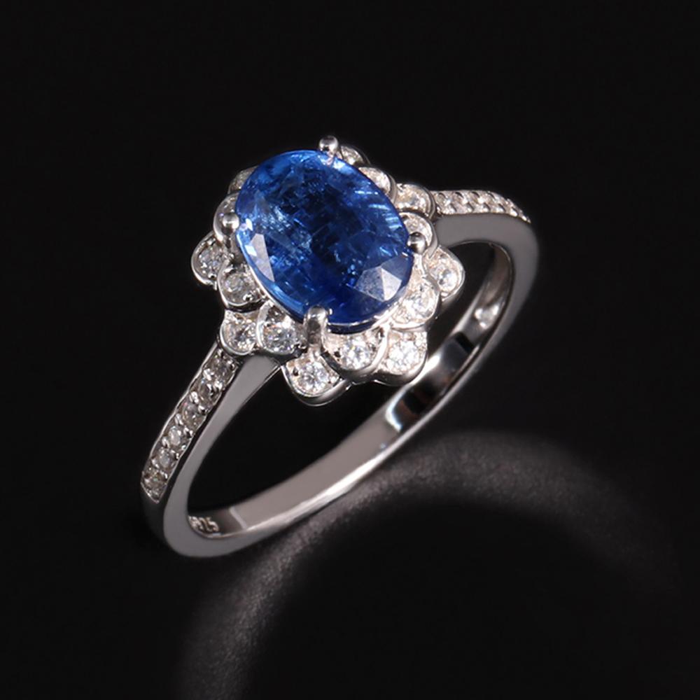 Set inel cercei colier Kianit natural albastru profund frumos de lux Elegant prețios cadouri de nuntă și banchet pentru femei argint 925