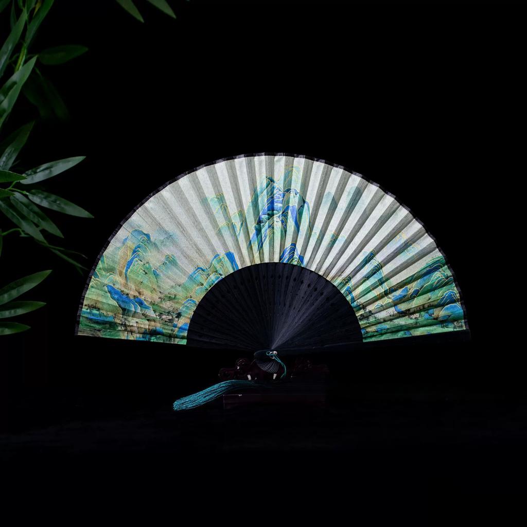 Japanese Folding Fan Handmade Decorative Kanagawa Wave Foldable Fan Handheld Vintage Hand Fans For Women Portable Folding F