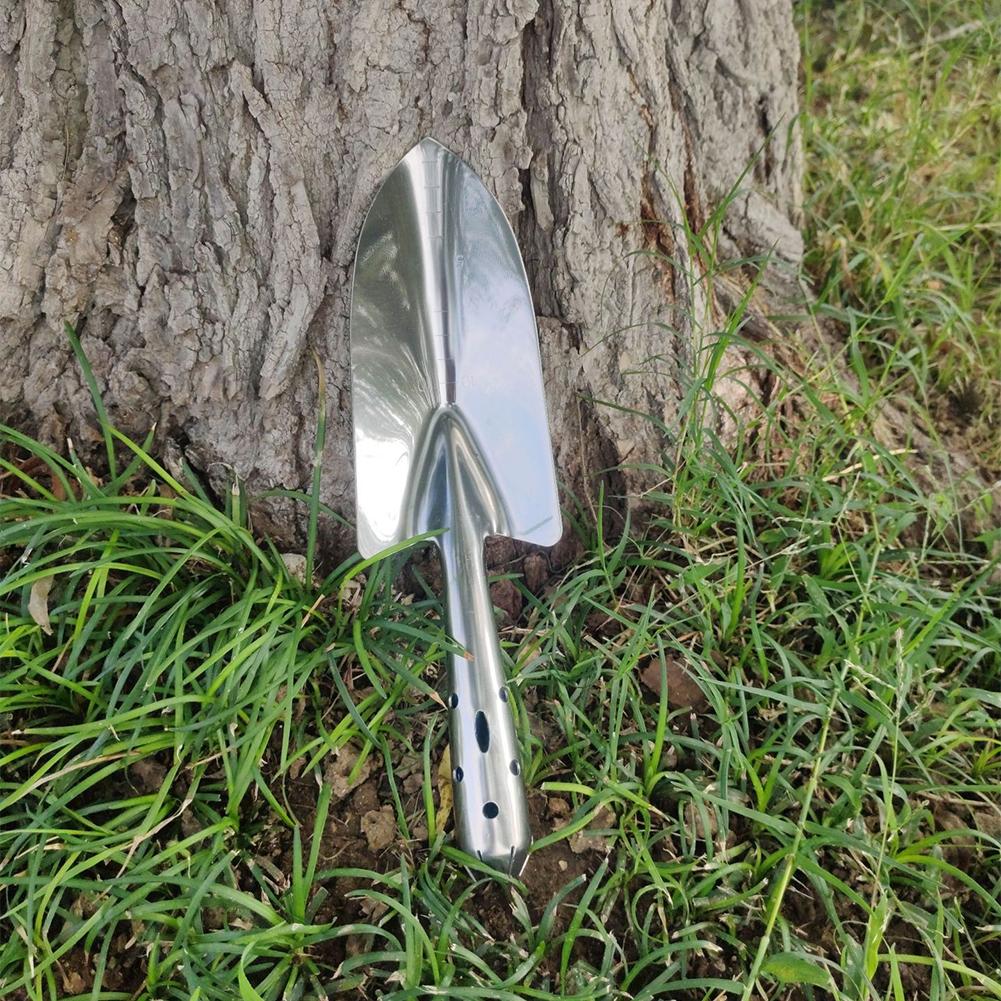 Stainless Steel Shovel With Measurement Markings, Comfortable Grip For Garden And Yard Work Lightweight Landscaping Tool