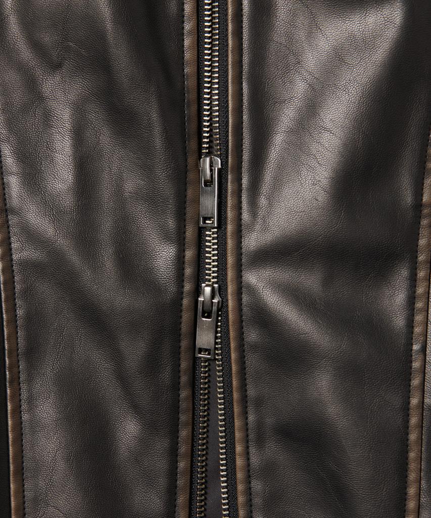 Musinsa Standard Faded Synthetic Leather Single Jacket [Black]
