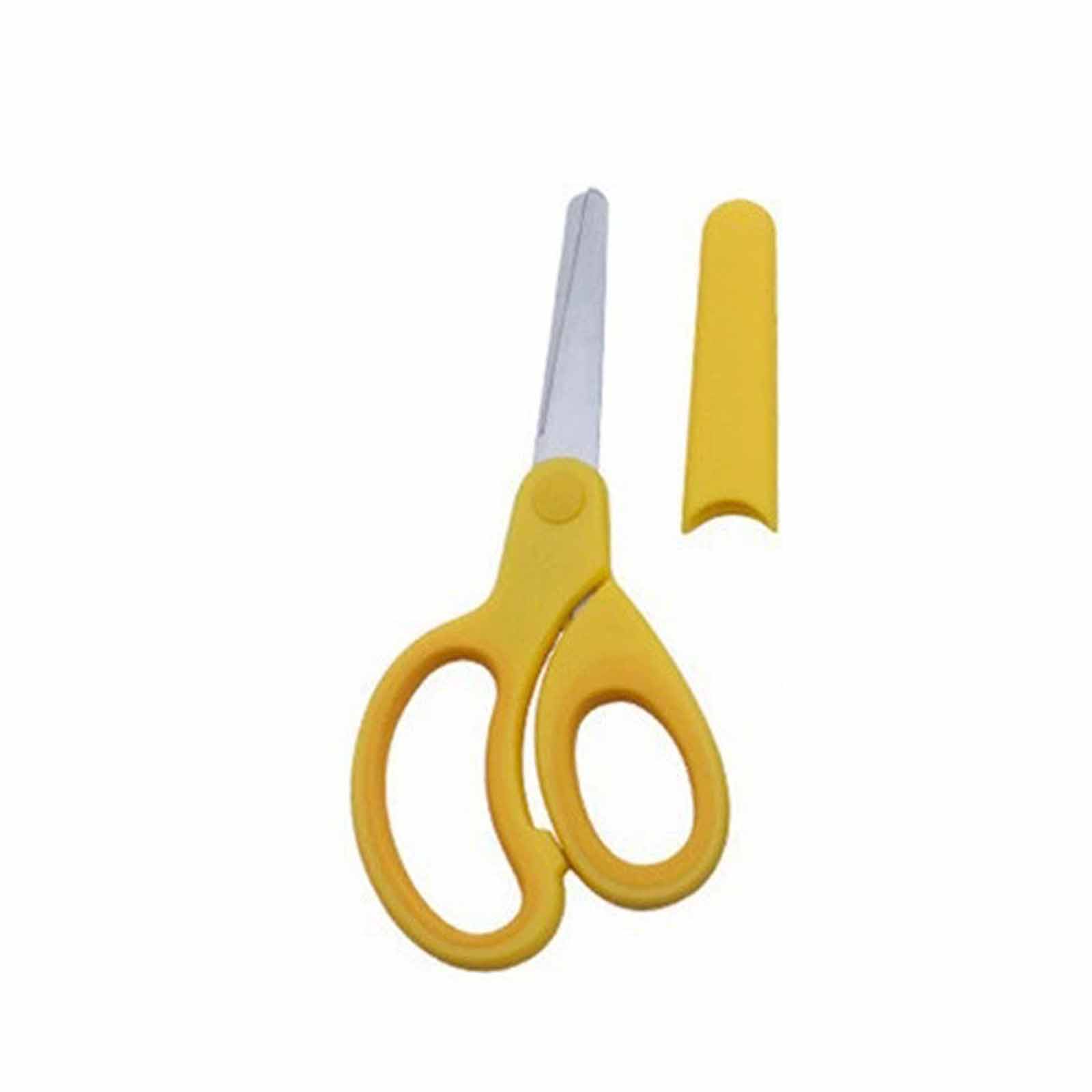 Left-Handed Student Scissors – Stainless Steel Kids Scissors with Round Head, Safety Handcrafted Sleeve, Small Classroom Scissors One Size