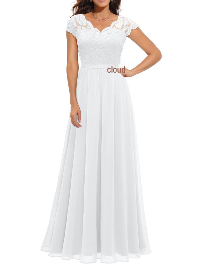 Elegant Lace Splicing Long Evening Dress for an Impressive Look