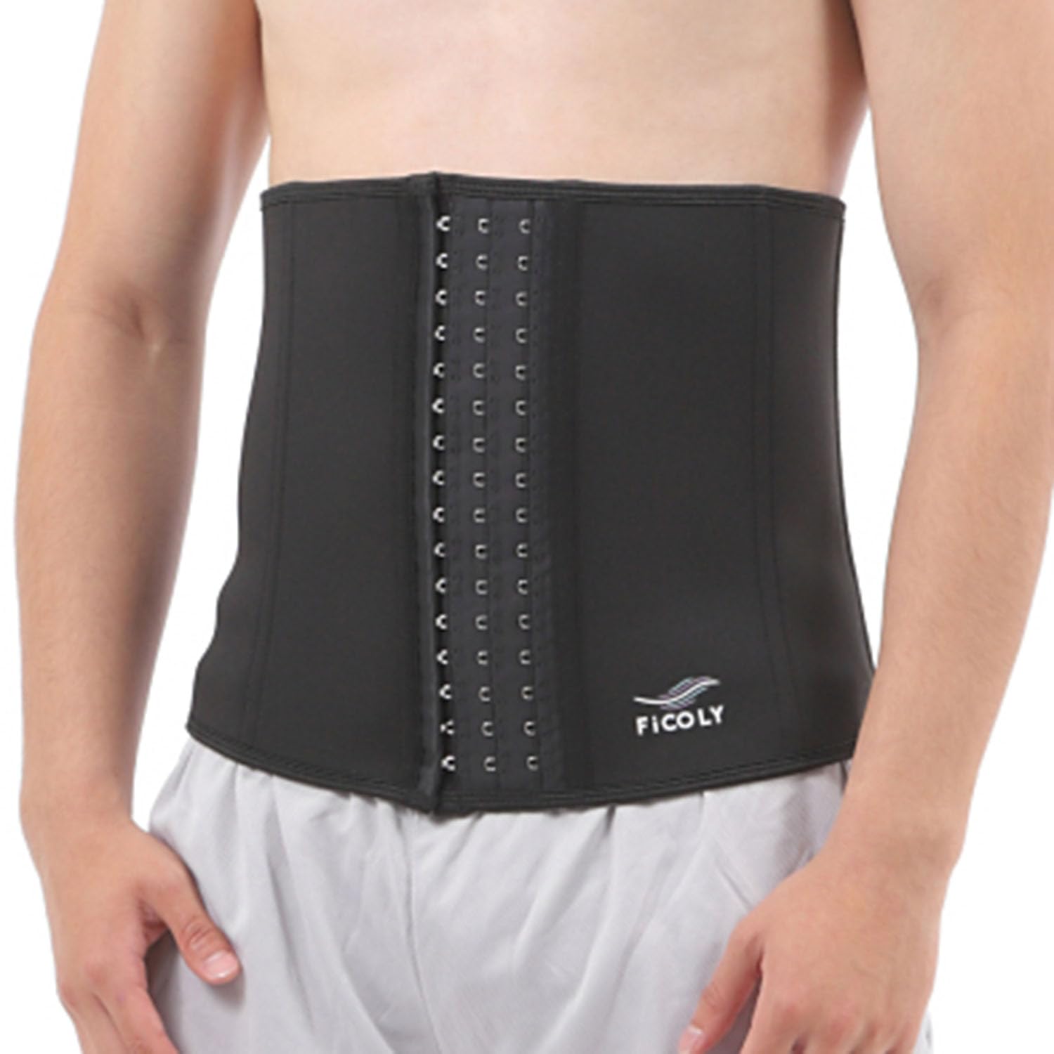 

FiCOLY Waist Shaper Waist Stomach Tightening Plus Size Men s Corset, Supporter, Sweat-Reducing, Belt, FSWM-2 (M) чёрный