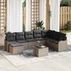 Garden Sofa Set with Storage 9 Pcs Grey Poly Rattan