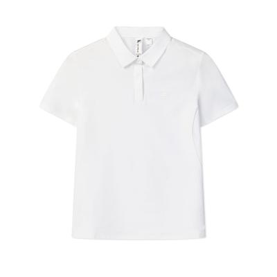 Simple Solid Color Fashion Moisture Wicking Polo Shirt Women Tops White F11W621102FWT