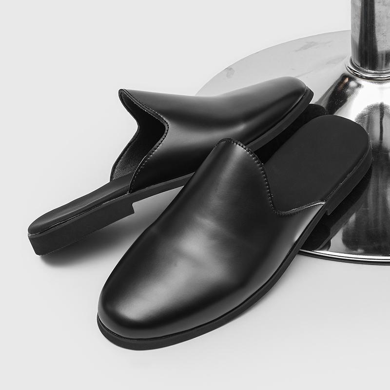 Fashion Men Slippers Fashion Leather Loafers Moccasins Outdoor Non-slip Casual Walking Shoes Men Mules Slides Comfortable Beach Flats