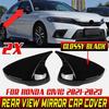 Gloss Black For Honda 11th Civic 2022 2023 Ox Horn Side Mirror Cover Cap Trim 2X