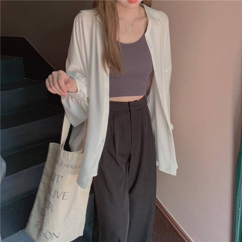 Spring Women's Loose Drape Ice Silk Shirt - Plus Size Long Sleeve Sun Protection