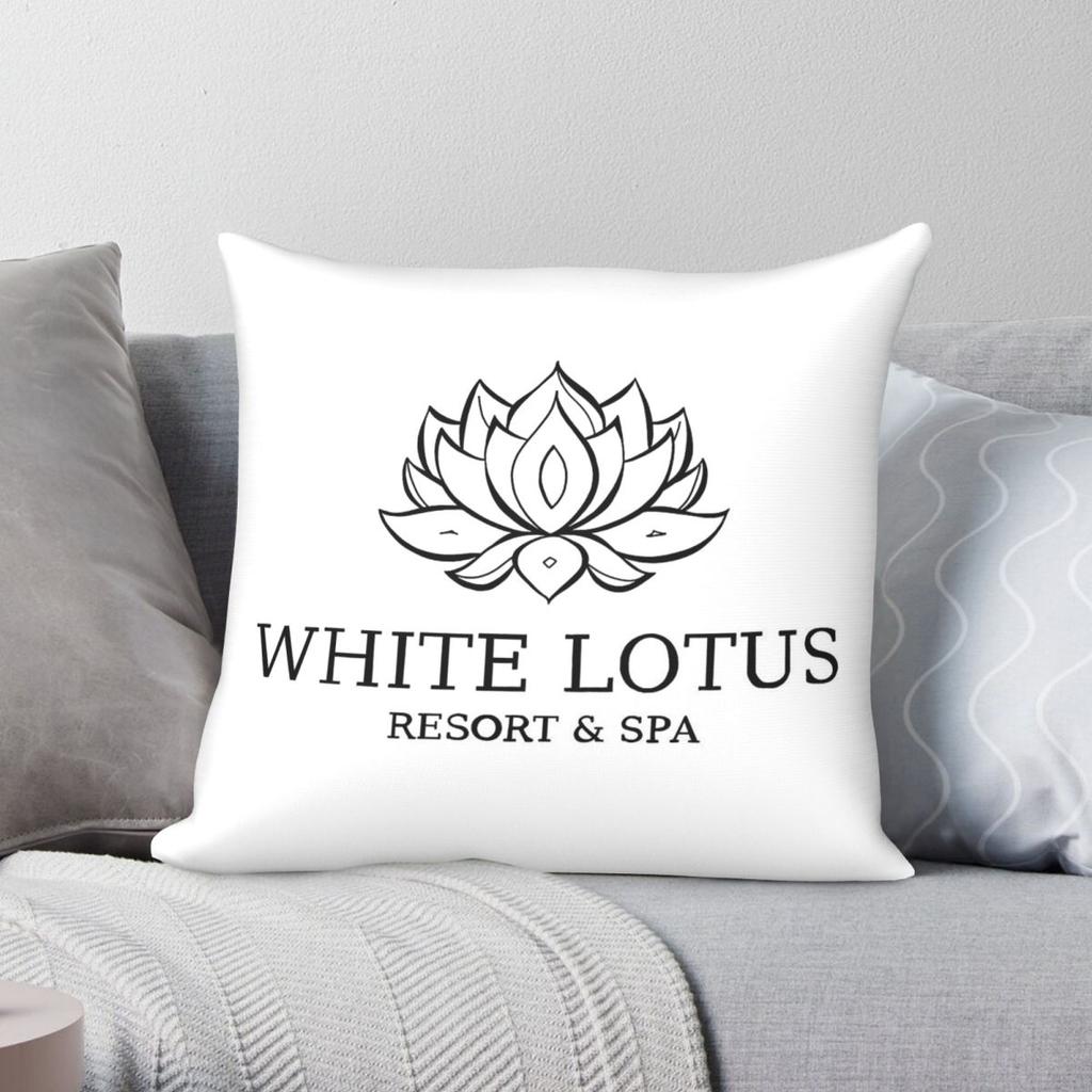 White Lotus Resort And Spa Pillowcase Polyester Linen Velvet Printed Zip Decorative Throw Pillow Case Sofa Cushion Cover