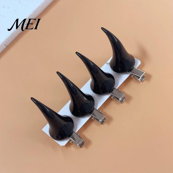 Unique Holiday Hair Decor 2Pcs Halloween Evil Horn Clips, Small Horror Demon Goth Ear Clips for Photoshoots Hairpins, Barrettes Accessories