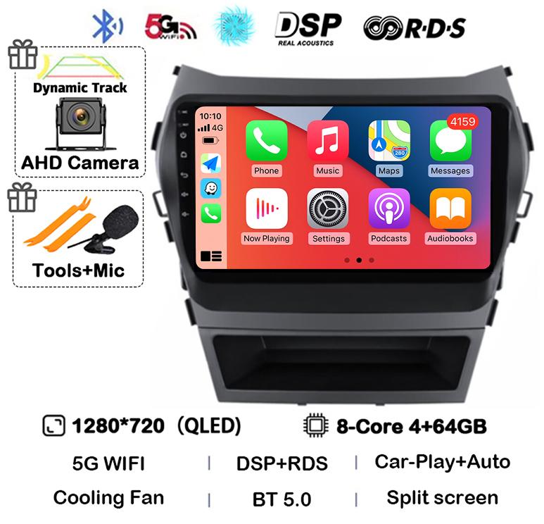 Android 14 Auto Carplay Car Radio For Hyundai Santa Fe 3 Ix45 2013 2014 2015 2016 2017 GPS Stereo Multimedia Player 360 Camera