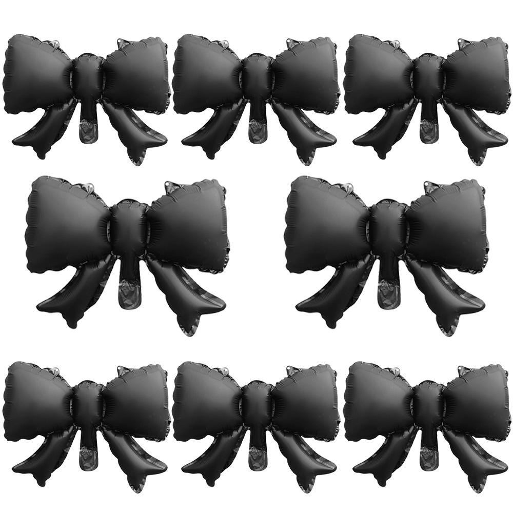 8 Stück 15-Zoll Schleifen-Folienballons, Matt-Schwarzes Band Mylar-Ballons, Ästhetische Schleifenform-Dekorationen für Hochzeit, Jahrestag