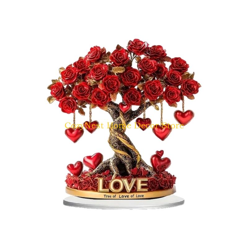 

92MF Minimalists Acrylic Rose Tree 2D Statue Decoration for Modern Home Office Shelf