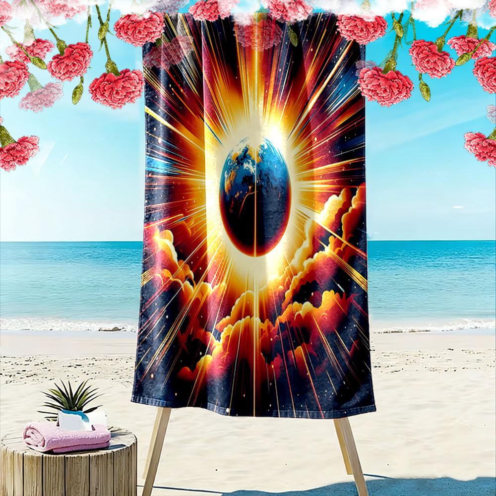 Radiant Cosmic Brilliance Print Beach Towel, Quick Drying, Suitable for Travel, Outdoor Sports, Jogging, the Beach and Swimming, Gift