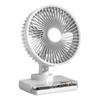 Desktop Clock Fan 90 Egree Shaking Head Height Wind Speed Adjustable 3600mAh Type-C Chargeable Light Portable Fan