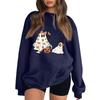 Women's Neck Long Sleeve Loose Fit Casual Sweatshirt Pullover Top with Halloween Print