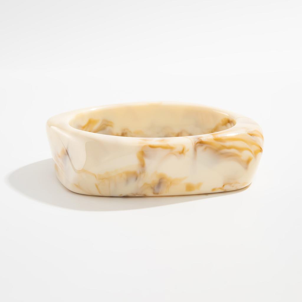 Salircon 3 Styles Bohemian Beige Wide Resin Acrylic Smudging Bangles for Women Punk Geometric Arm Bracelet Aesthetic Y2K Jewelry