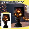 Halloween Lava Stone Skull Figurine Table Lamp Aesthetic Desk Lamp Spooky LED Desk Light Gothic Night Light for Party Mantel Dec