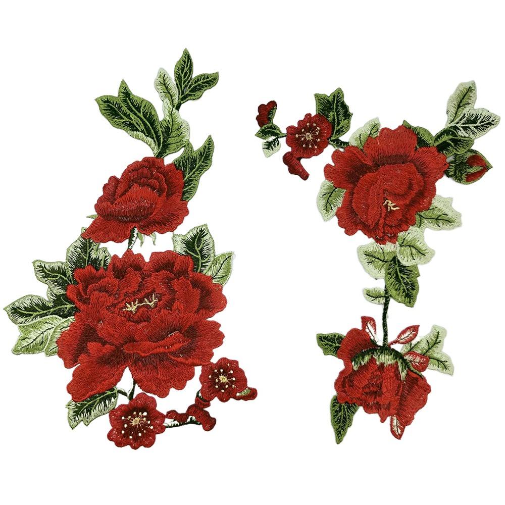 

Colorful Embroidery Lace Flower Applique 3D Flower Embroidery Repair Patch Jeans Crafts червоний