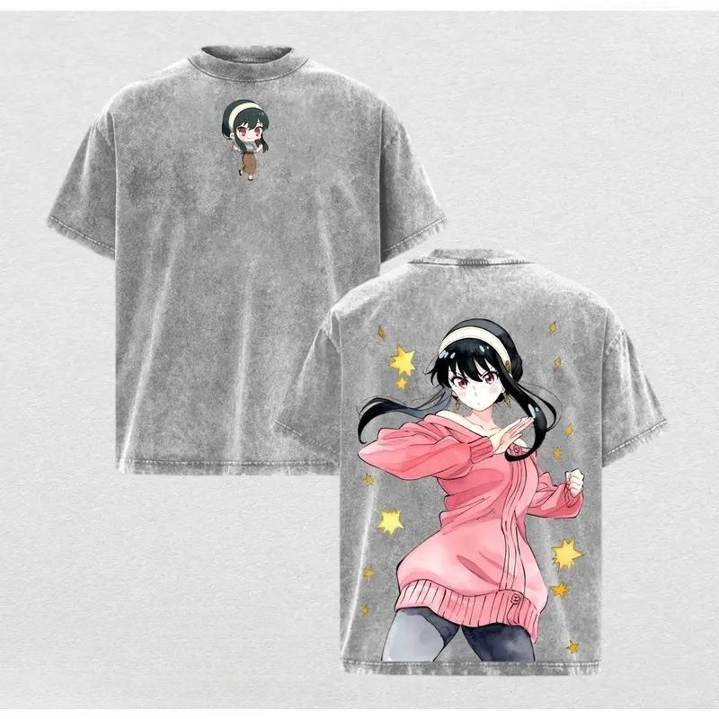 SPY×FAMILY Anya Yor Loid Forger Graphic Tshirt Men Women Clothing Short Sleeve Cotton T-shirt Washed Tee Harajuku Unisex T Shirt