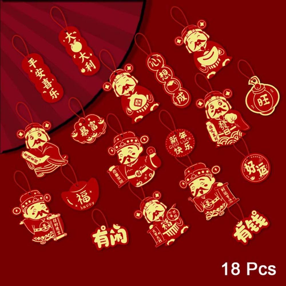 Red Hanging Pendant Tassel Greeting Cards Hanging Ornament Blessing Card Housewarming Potted Plant Decoration Chinese New Year
