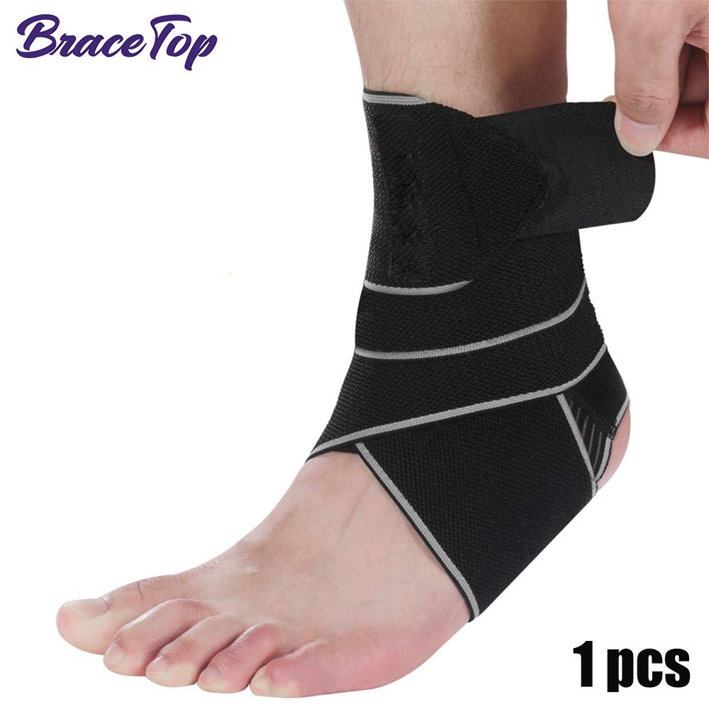Bracetop 1 Pc Ankle Support Adjustable Ankle Brace Breathable Nylon Material Super Elastic And Comfortable Perfect For Sports