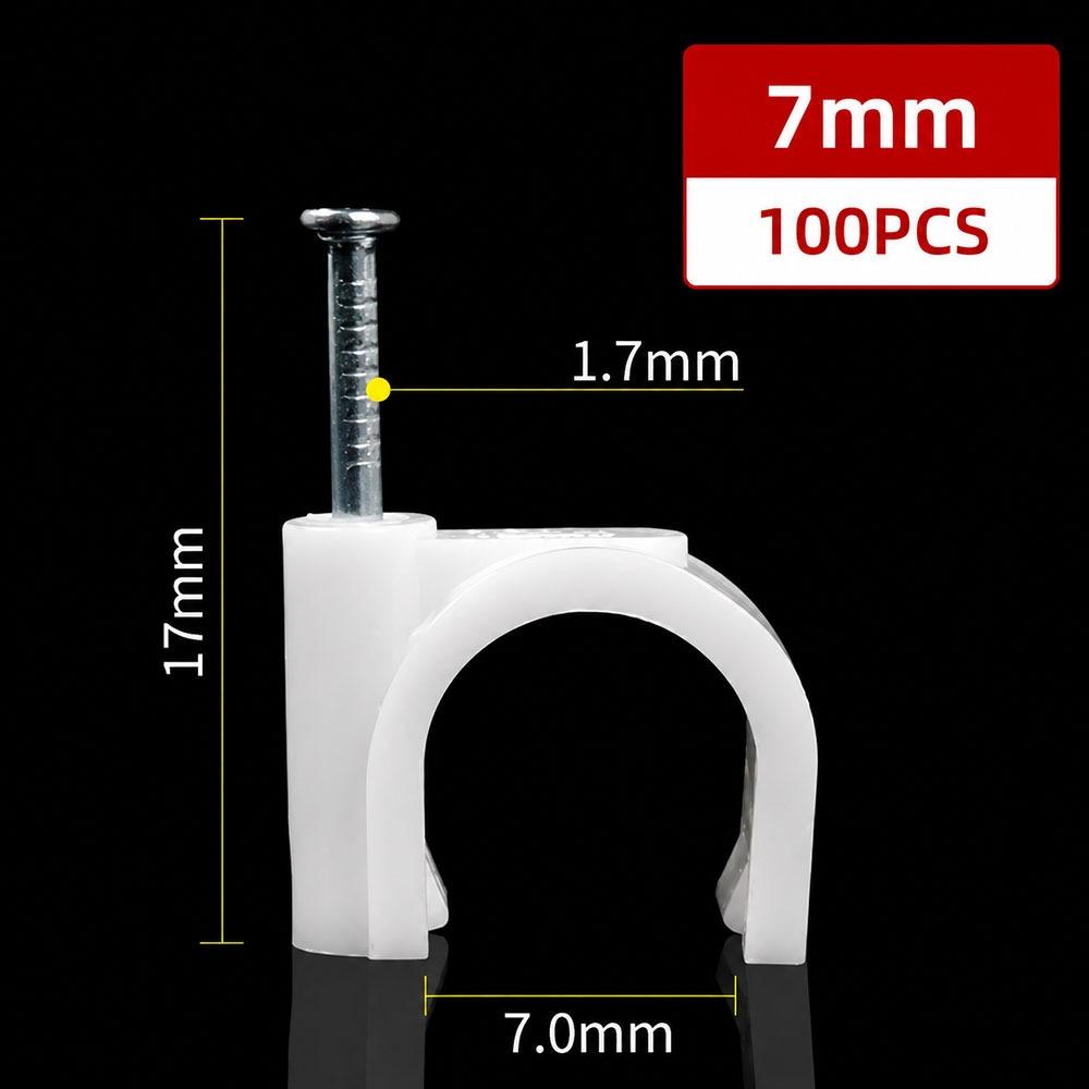 100Pcs Steel Nails Cable Clips 4-20mm Cable Tacks Durable Nail In Cable Clips  for Ethernet Cable