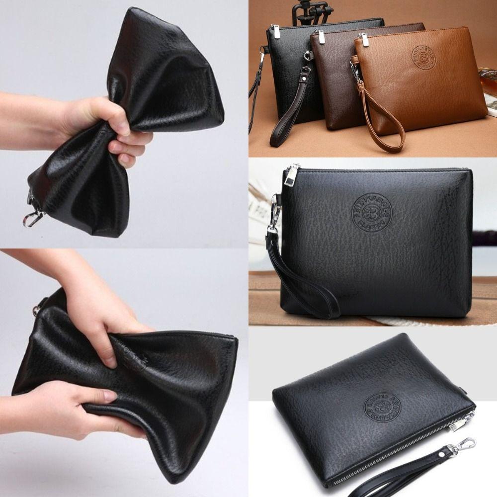 Large Capacity Men's Handy Bag Pu Leather Toiletry Bag Practical Male Clutch Bag  Outdoor