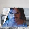 Damon Salvatore The Vampire Diaries Blankets Fleece Ian Somerhalder Portable Ultra-Soft Throw Blanket for Bed Couch Rug Piece