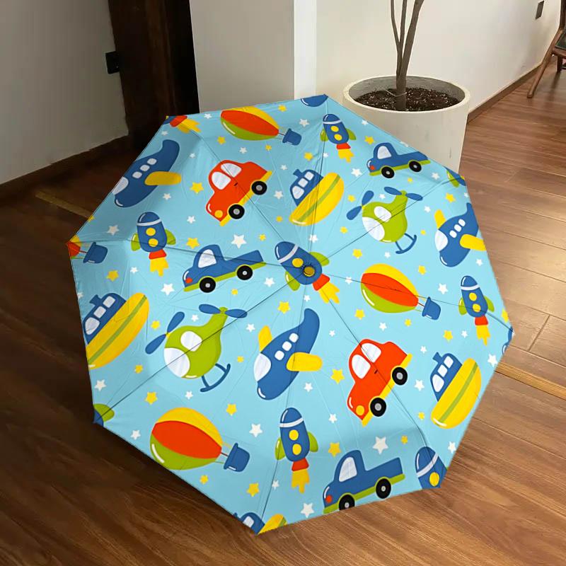 

Transportation Theme Automatic Opening Folding Umbrella with 8-Bone Iron Frame - Perfect for Fans, Travelers, Daily Use, and Festive Gifts!1