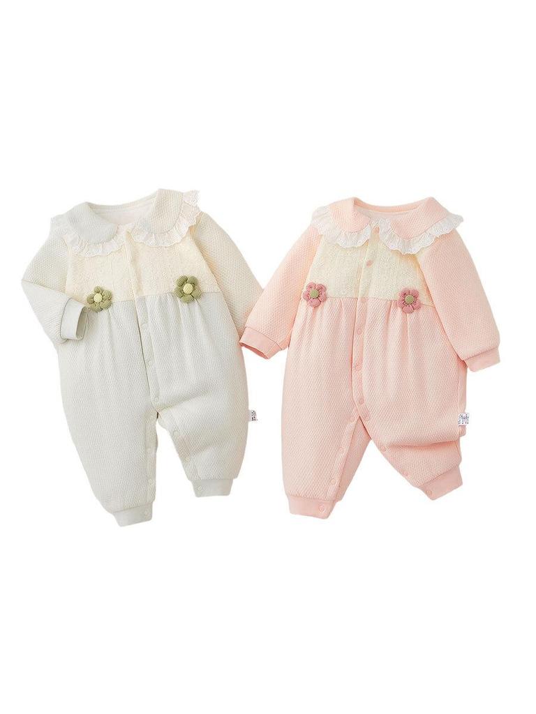 Little Flower Autumn Crawling Suit: 40g Pure Cotton Newborn Bodysuit & Outdoor Romper