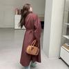 Ankora Red Korean Retro Windbreaker Coat Women's Autumn New Baggy Slim Jacket