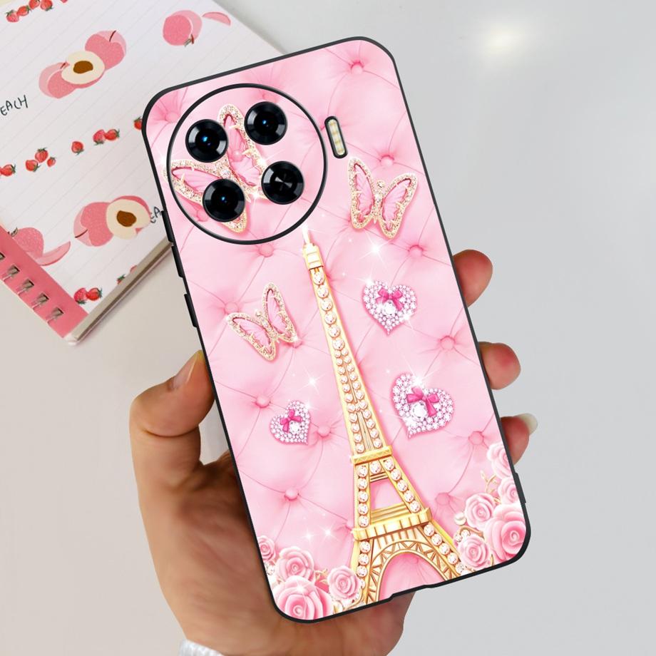 For Spark 20 Pro+ Case Soft Silicone Back Cases for Tecno Spark 20 Pro Plus KJ7 Phone Cover Initials Letter Pattern Funda Clear