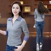 Women's Versatile Two-Piece Look Stitching Polo - Slimming Long Sleeve Top for Spring 2025.