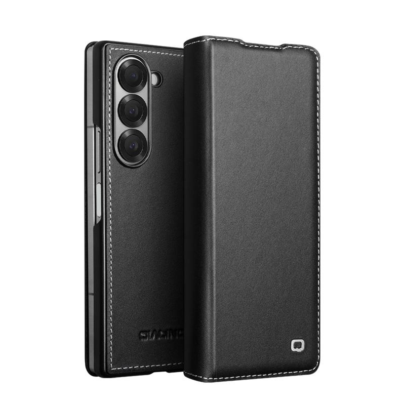 

Premium Genuine Leather Case for Samsung Galaxy Z Fold 6 Card Slot Wallet Cover for Samsung Galaxy Z Fold 6 5G Case For Galaxy Z Fold6 чёрный