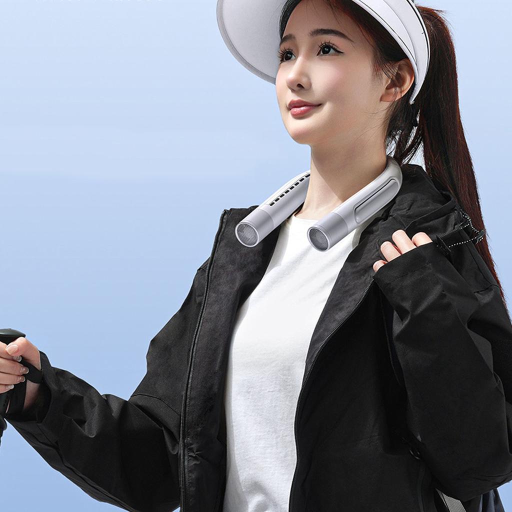 Portable Neck Fan 3 Speed Quiet Lasting Rechargeable Wearable Fan for Travel Beach Camping Cycling
