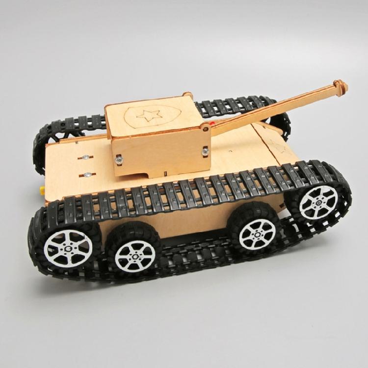 Engaging Wooden Tank Model Educational Electric Science Experiment Set With Moving Track For Kids Science Exploration