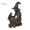 Decorative Witch Statue Halloween Tree Statue, Gothic Crow Resin Figurine, Retro Figurine Dark Fantasy Enchanting Ornament, Holiday Party Supplies