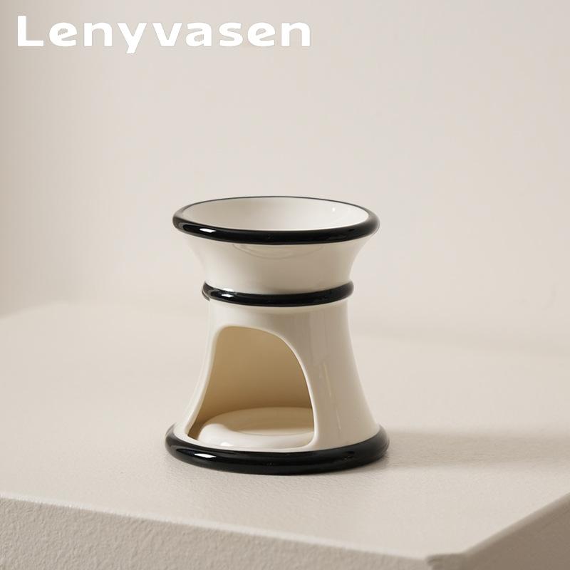 Ceramic Candle Holder Oil Burner Trim Aromatherapy Diffuser Heating Wax Melting Stove for Home Candle Wax Melting Decor Gift
