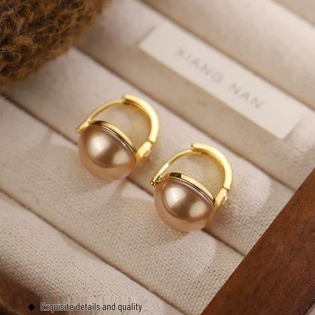 2026 High-End 925 Sterling Silver Needle Pearl Hoop Earrings: Luxurious Niche Design for Women