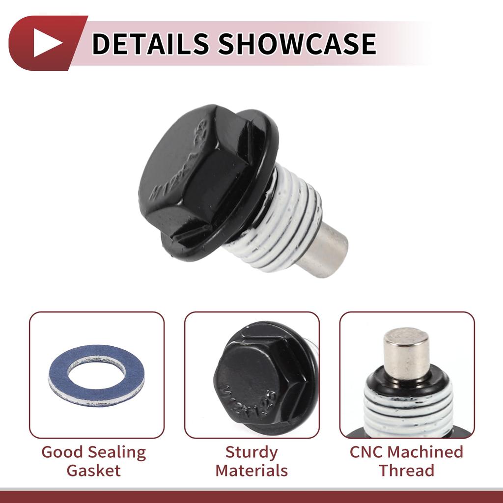 HEROFFIX Kompatibel Toyota Tacoma Tundra Camry Colora 4 Runner Ölwanne Ablassschraube Schraube Reparatur Nr. 9043012031 Weißmetall Magnetisch M12x1.25