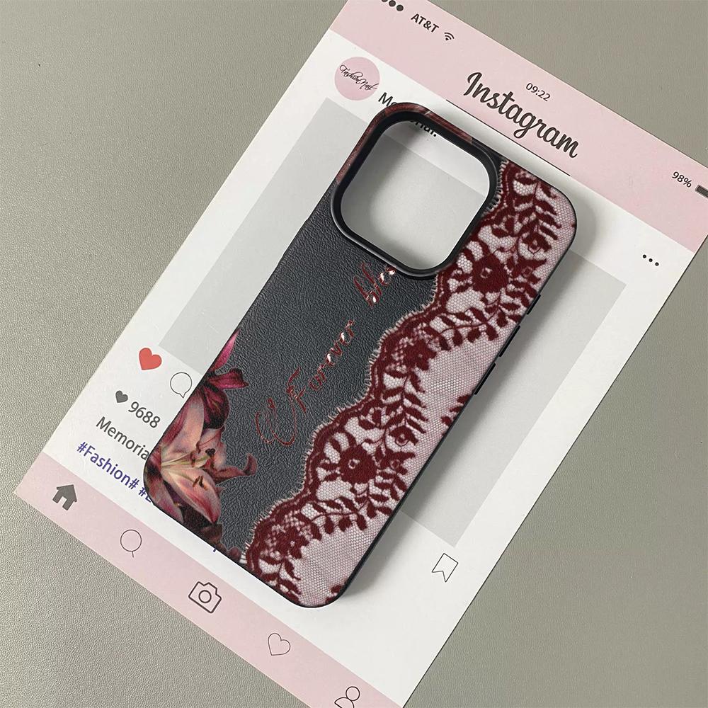 Красный цветочный кружевной узор Чехол для телефона Для iPhone 17 17Air 16 15 14 13 12 11 Pro Max Y2K Сексуальная эстетика Силиконовый мягкий чехол Funda iPhone17 Pro Max white